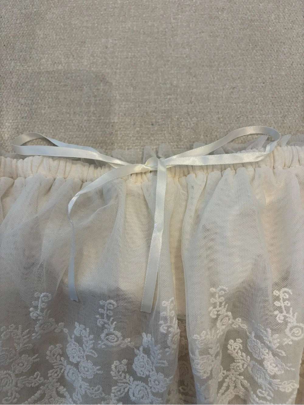 Free People Ivory Lace Off-Shoulder Ruffle Crop Top